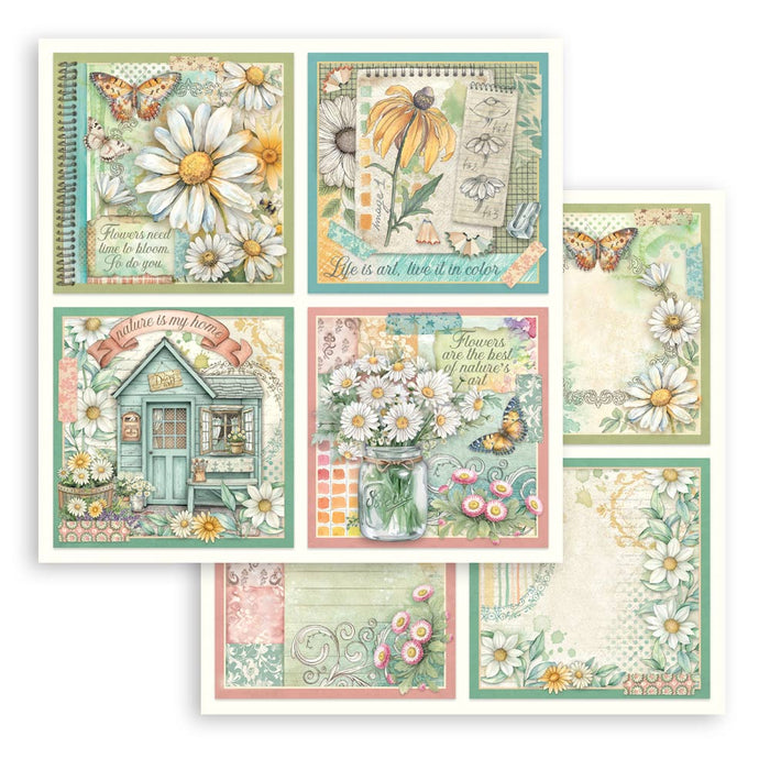 STAMPERIA 12X12 PAPER DAISY ART 4 CARDS -SBB1130( NOW SHIPPING MID FEB 26)