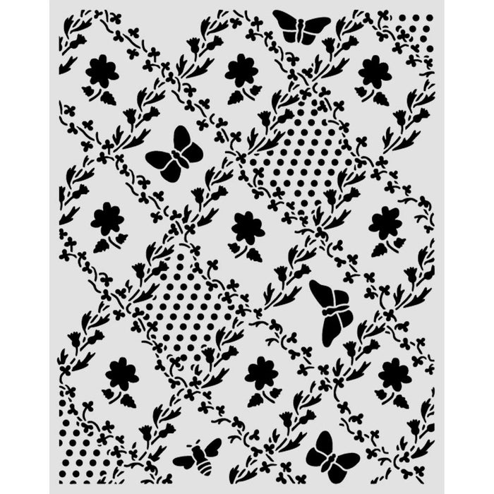 STAMPERIA STENCIL 20 X25 DAISY ART TEXTURE BUTTERFLY AND DAISY - KSTD198 ( NOW SHIPPING MID FEB 26)