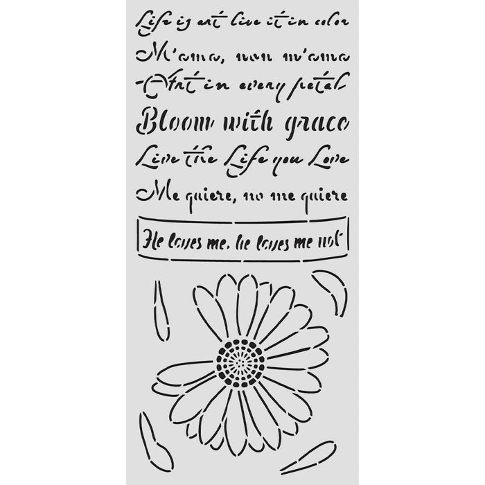 STAMPERIA STENCIL 12X25 DAISY ART HE LOVES ME HE LOVES ME NOT - KSTDL147( NOW SHIPPING MID FEB 26)