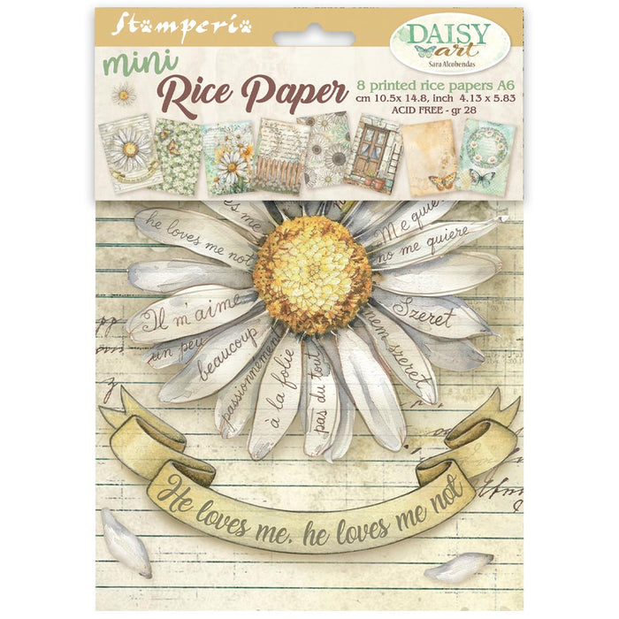 STAMPERIA RICE A6 8 SHEETS DAISY ART - DFSA6X04( NOW SHIPPING MID FEB 26)