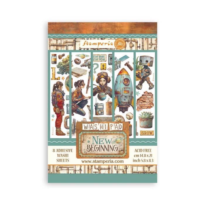 STAMPERIA WASHI PAD 8 SHEETS A NEW BEGINNING - SBW31(PRE ORDER NOW SHIPPING LATE MARCH 2026)
