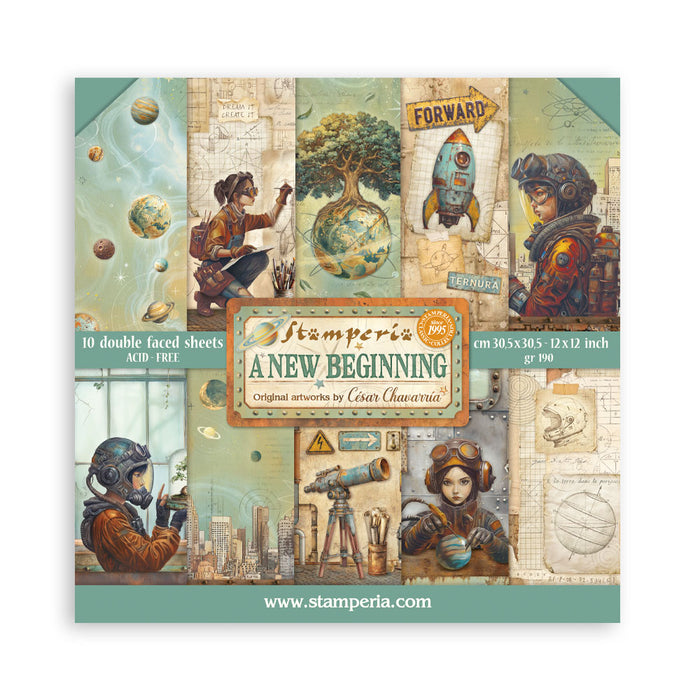 STAMPERIA 12.X 12 PAPER PACK DOUBLE FACE A NEW BEGINNING - SBBL184(PRE ORDER NOW SHIPPING LATE MARCH 2026)