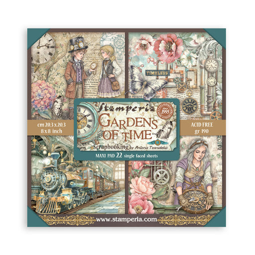 STAMPERIA 8 X 8 PAPER PACK 22 GARDENS OF TIME - SBBSXB24( PRE ORDER NOW SHIPPING LATE APRIL 2026)