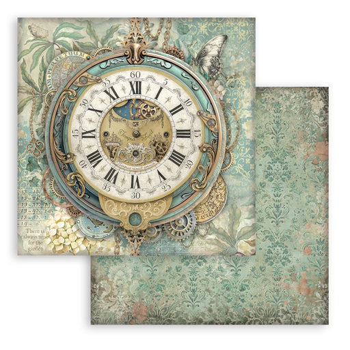STAMPERIA 12X12 PAPER GARDENS OF TIME BIG CLOCK - SBB1145( PRE ORDER NOW SHIPPING LATE APRIL 2026)