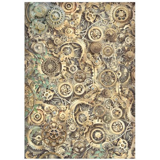 STAMPERIA A4 RICE PAPER PACKED GARDENS OF CLOCK GEAR PATTEN - DFSA41113( PRE ORDER NOW SHIPPING LATE APRIL 2026)