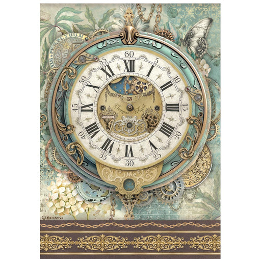 STAMPERIA A4 RICE PAPER PACKED GARDENS OF TIME BIG CLOCK - DFSA41114( PRE ORDER NOW SHIPPING LATE APRIL 2026)