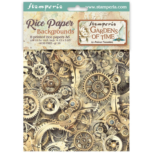 STAMPERIA RICE A6 BACKGROUNDS GARDENS OF TIME - DFSAK6053( PRE ORDER NOW SHIPPING LATE APRIL 2026)