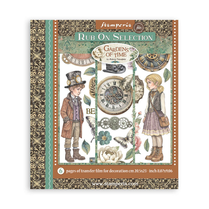 STAMPERIA RUB-ON 6 PAGES 20,5X23 6 PAGES GARDENS OF TIME - DFLRBXG04( PRE ORDER NOW SHIPPING LATE APRIL 2026)