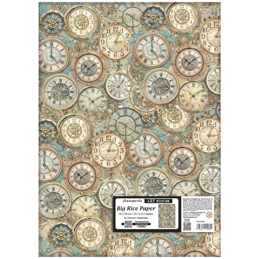 STAMPERIA A3 RICE PAPER GARDENS OF TIME CLOCK PATTERN - DFSAJB005( PRE ORDER NOW SHIPPING LATE APRIL 2026)