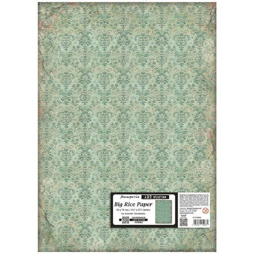 STAMPERIA A3 RICE PAPER GARDENS OF TIME GREEN TAPESTRY - DFSAJB008( PRE ORDER NOW SHIPPING LATE APRIL 2026)