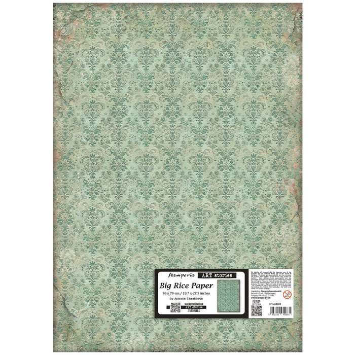 STAMPERIA A3 RICE PAPER GARDENS OF TIME GREEN TAPESTRY - DFSAJB008( PRE ORDER NOW SHIPPING LATE APRIL 2026)