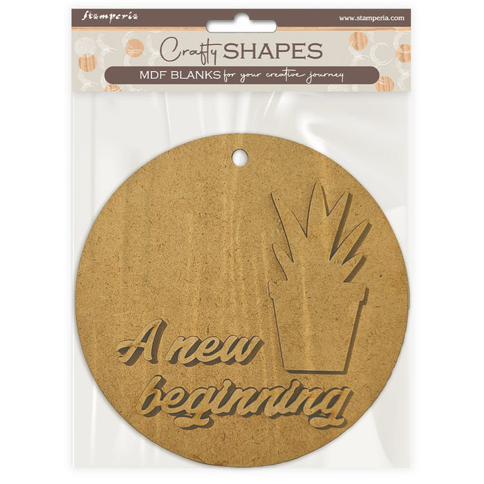STAMPERIA CRAFTY SHAPES A NEW BEGINNING ROUND TAG WITH PLANT - KLSM84(PRE ORDER NOW SHIPPING LATE MARCH 2026)