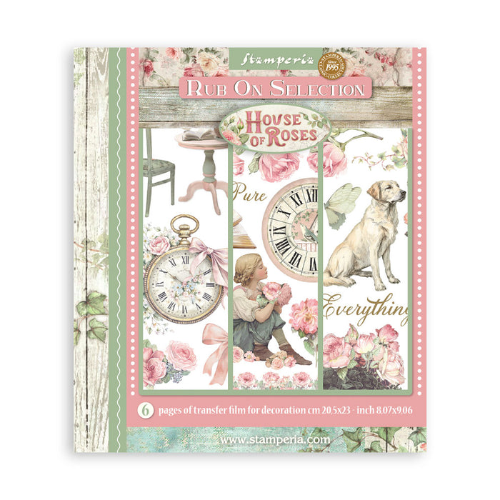 STAMPERIA RUB-ON 6 PAGES 20,5X23 6 PAGES HOUSE OF ROSES - DFLRBXG06( PRE ORDER NOW SHIPPING LATE APRIL 2026)
