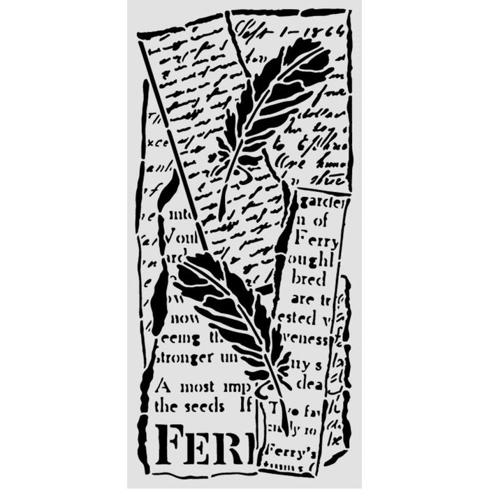 STAMPERIA STENCIL 12X25 ALL ROUND LETTER AND FEATHERS - KSTDL159( PRE ORDER NOW SHIPPING EARLY JUNE 2026)