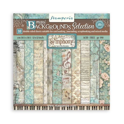 STAMPERIA 12 X 12 PAPER PACK DOUBLE FACE BACKGROUBD SYMPHONY - SBBL189( PRE ORDER NOW SHIPPING LATE JUNE 2026)