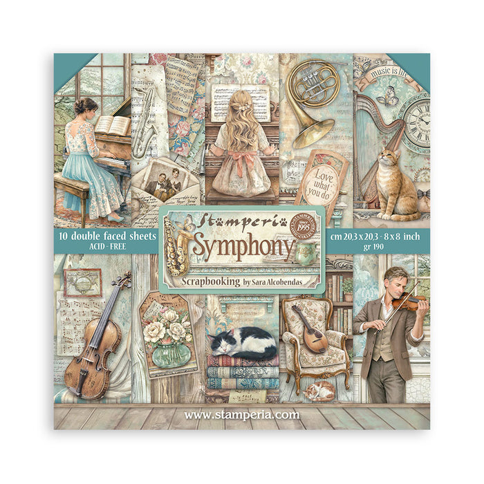 STAMPERIA 8 X 8 PAPER PACK DOUBLE FACE SYMPHONY - SBBS144( PRE ORDER NOW SHIPPING LATE JUNE 2026)