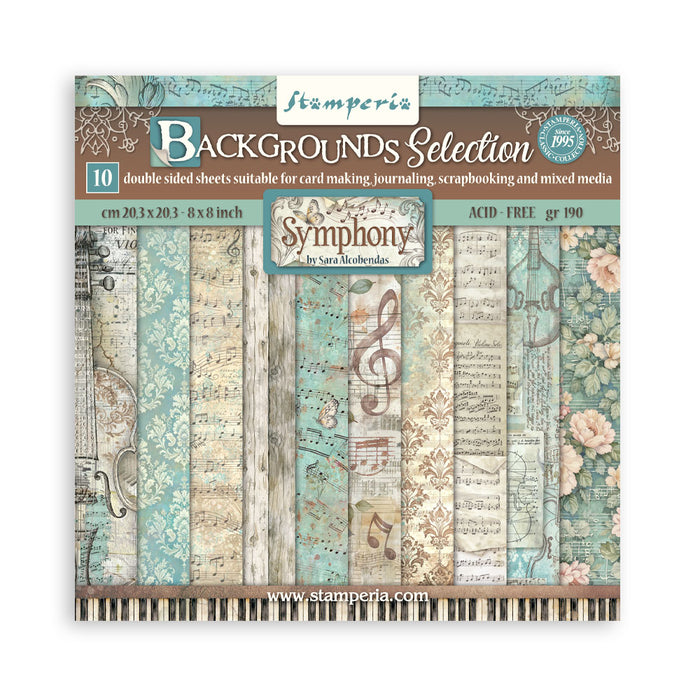 STAMPERIA 8 X 8 PAPER PACK DOUBLE FACE BACKGROUND SYMPHONY - SBBS145( PRE ORDER NOW SHIPPING LATE JUNE 2026)