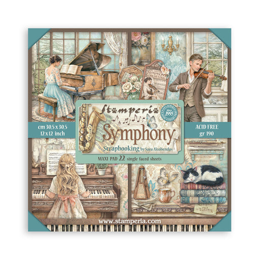 STAMPERIA 12X 12 PAPER PACK 22 SHEETS DOUBLE FACE SYMPHONY - SBBXLB38( PRE ORDER NOW SHIPPING LATE JUNE 2026)