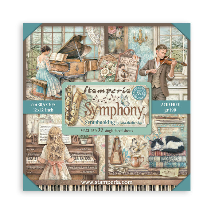 STAMPERIA 12X 12 PAPER PACK 22 SHEETS DOUBLE FACE SYMPHONY - SBBXLB38( PRE ORDER NOW SHIPPING LATE JUNE 2026)
