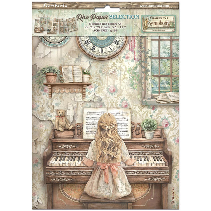 STAMPERIA A4 RICE PAPER PACKED PKT 6 SYMPHONY - DFSA4XSP( PRE ORDER NOW SHIPPING LATE JUNE 2026)