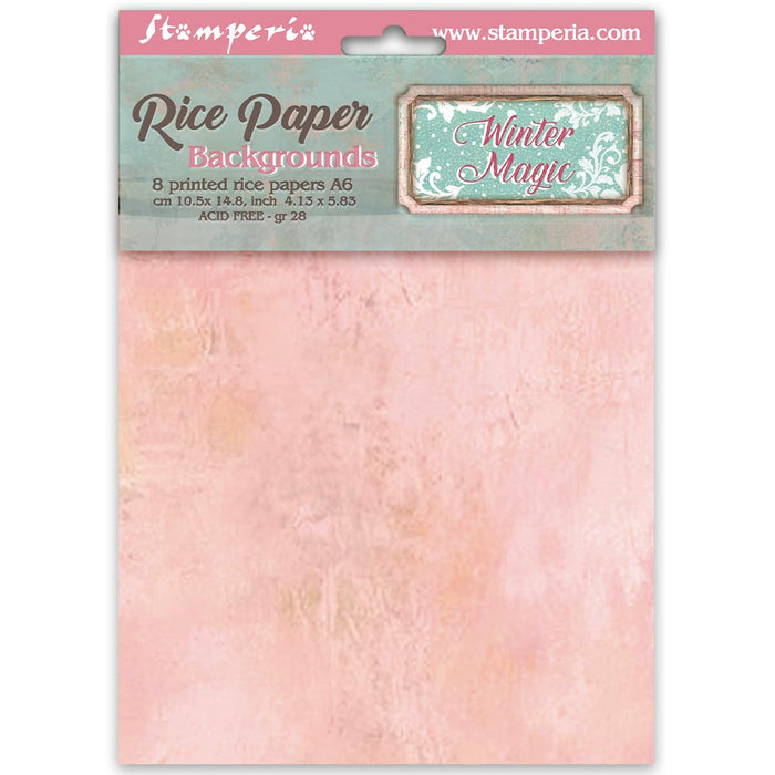 STAMPERIA RICE A6 8 SHEETS BACKGROUND WINTER MAGIC - DFSAK6056 (PRE ORDER NOW SHIPPING EARLY AUGUST 2026)