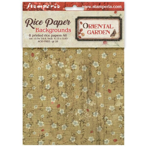 STAMPERIA RICE A6 8 SHEETS BACKGROUND ORIENTAL GARDEN - DFSAK6057( PRE ORDER NOW SHIPPING LATE JUNE 2026)