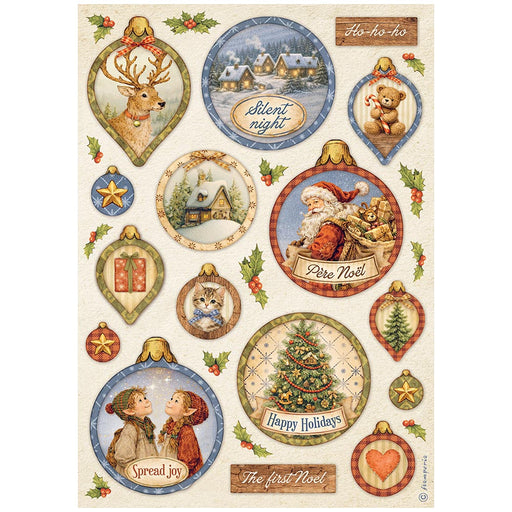 STAMPERIA A4 RICE PAPER PACKED SILENT NIGHT CHRISTMAS BALLS - DFSA41142 (PRE ORDER NOW SHIPPING EARLY AUGUST 2026)