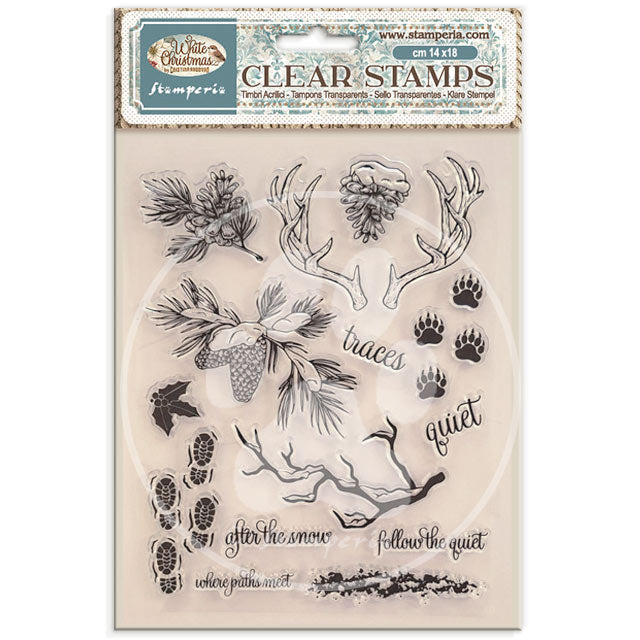 STAMPERIA RUBBER STAMP 14X18 WHITE CHRISTMAS - WTK245 (PRE ORDER NOW SHIPPING EARLY AUGUST 2026)