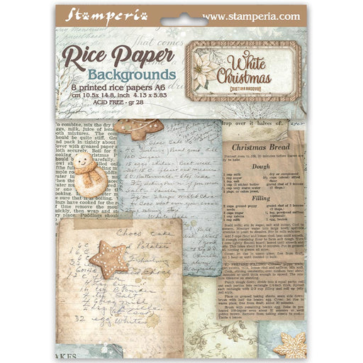 STAMPERIA RICE A6 8 SHEETS BACKGROUND WHITE CHRISTMAS - DFSAK6059 (PRE ORDER NOW SHIPPING EARLY AUGUST 2026)