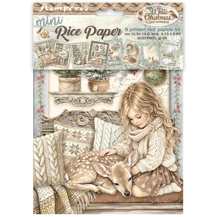 STAMPERIA RICE A6 8 SHEETS WHITE CHRISTMAS - DFSA6X10 (PRE ORDER NOW SHIPPING EARLY AUGUST 2026)