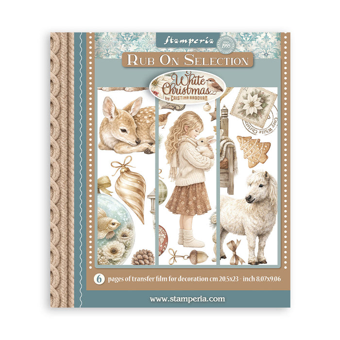 STAMPERIA RUB-ON 6 PAGES 20,5X23 6 PAGES WHITE CHRISTMAS - DFLRBXG13 (PRE ORDER NOW SHIPPING EARLY AUGUST 2026)