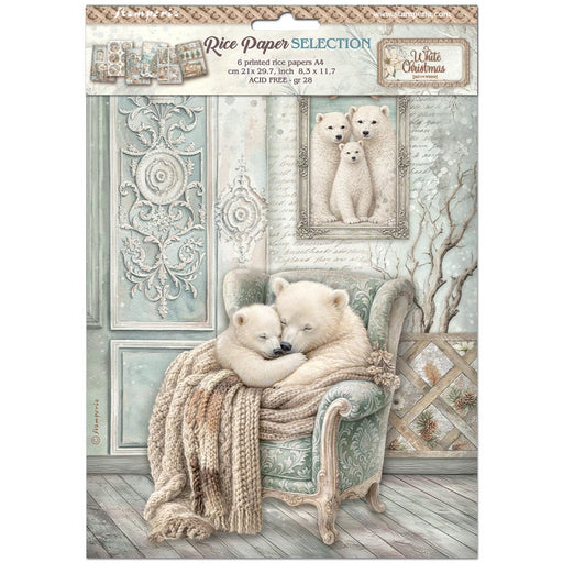 STAMPERIA A4 RICE PAPER PACKED 6 WHITE CHRISTMAS - DFSA4XWG (PRE ORDER NOW SHIPPING EARLY AUGUST 2026)