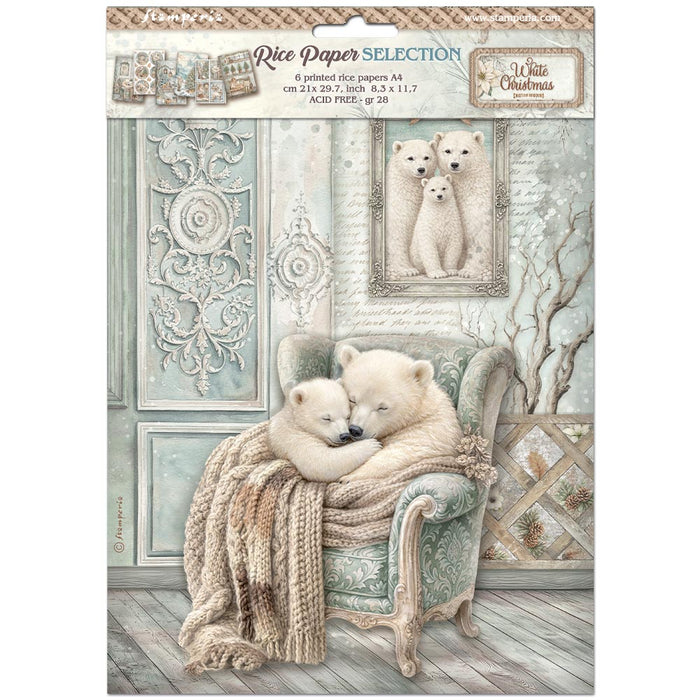 STAMPERIA A4 RICE PAPER PACKED 6 WHITE CHRISTMAS - DFSA4XWG (PRE ORDER NOW SHIPPING EARLY AUGUST 2026)