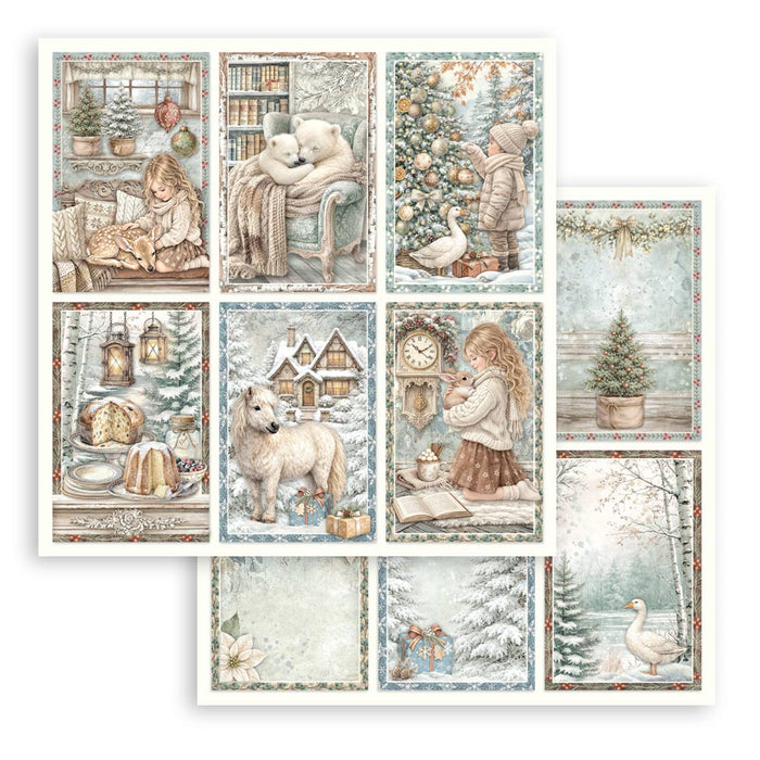 STAMPERIA 12X12 PAPER DOUBLE FACE WHITE CHRISTMAS 6 CARDS - SBB1158 (PRE ORDER NOW SHIPPING EARLY AUGUST 2026)