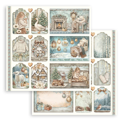STAMPERIA 12X12 PAPER DOUBLE FACE WHITE CHRISTMAS MIXED CARDS AND TAGS - SBB1159 (PRE ORDER NOW SHIPPING EARLY AUGUST 2026)