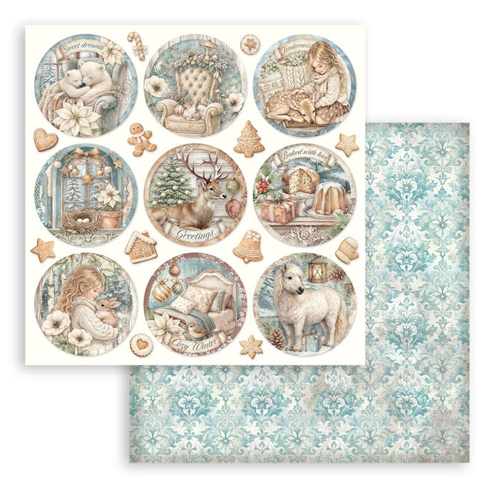 STAMPERIA 12X12 PAPER DOUBLE FACE WHITE CHRISTMAS ROUNDS - SBB1160 (PRE ORDER NOW SHIPPING EARLY AUGUST 2026)