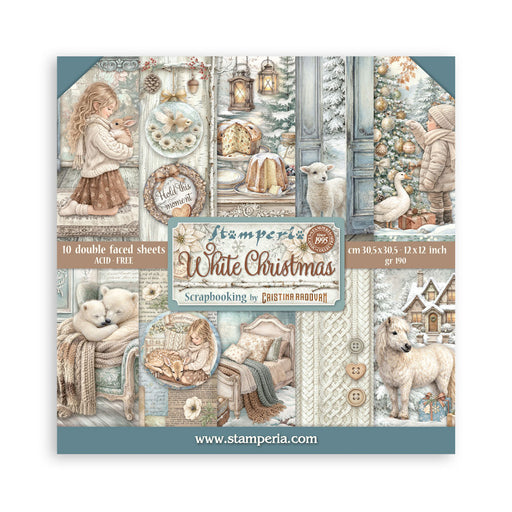 STAMPERIA 12 X 12 PAPER PACK DOUBLE FACE WHITE CHRISTMAS - SBBL190(Pre Order now shipping early August 2026)