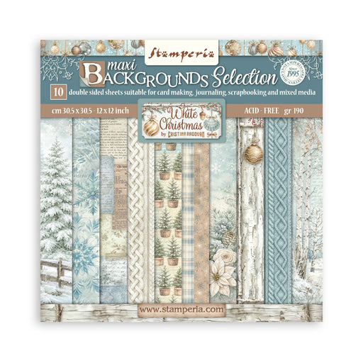 STAMPERIA 12 X 12 PAPER PACK DOUBLE FACE BACKGROUND WHITE CHRISTMAS - SBBL191(Pre Order now shipping early August 2026)