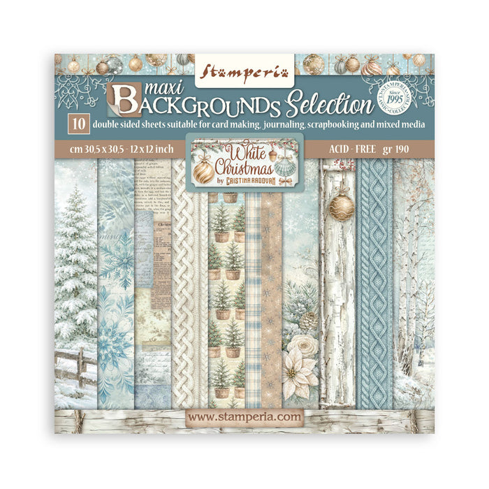 STAMPERIA 12 X 12 PAPER PACK DOUBLE FACE BACKGROUND WHITE CHRISTMAS - SBBL191(Pre Order now shipping early August 2026)