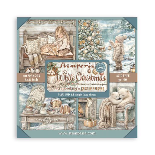 STAMPERIA 8 X 8 PAPER PACK 22 WHITE CHRISTMAS - SBBSXB27 (PRE ORDER NOW SHIPPING EARLY AUGUST 2026)