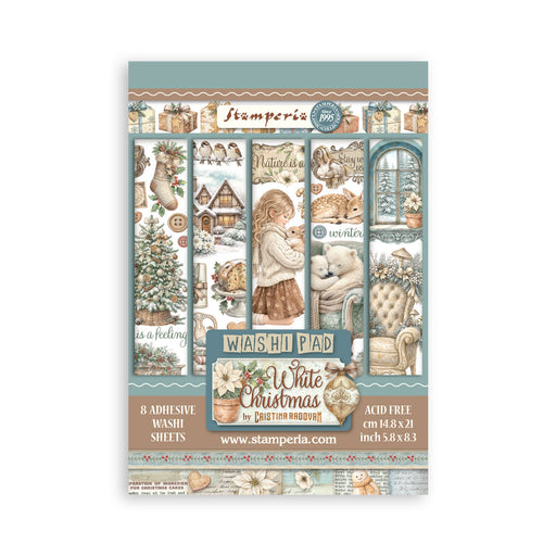 STAMPERIA WASHI PAD 8 SHEETS WHITE CHRISTMAS - SBW36 (PRE ORDER NOW SHIPPING EARLY AUGUST 2026)