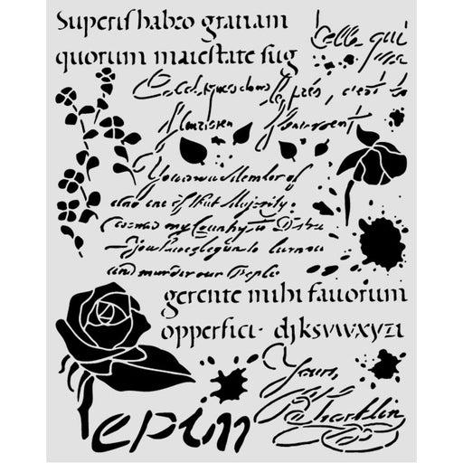 STAMPERIA STENCIL 20 X 25 FLOWERS AND POEMS LATIN INSPIRATIONS - KSTD221(PRE ORDER NOW SHIPPING IN LATER OCTOBER 2026)