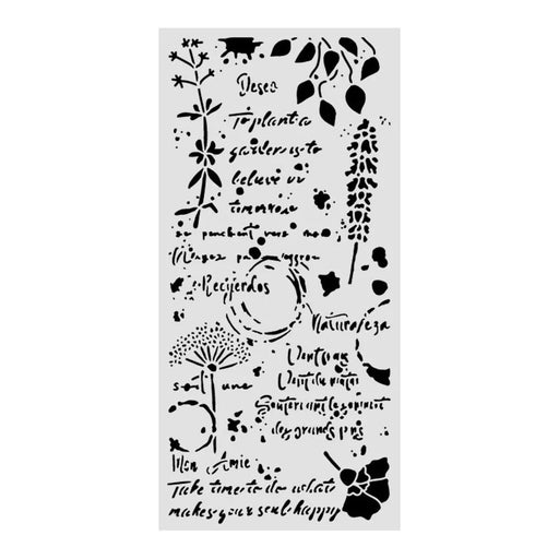 STAMPERIA STENCIL 12CM X 25CM FLOWERS AND POEMS WRITING PATTERN - KSTDL175(PRE ORDER NOW SHIPPING IN LATER OCTOBER 2026)