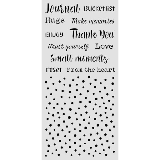 STAMPERIA STENCIL 12CM X 25CM COZY FAMILY WRITING AND DOTS - KSTDL177(PRE ORDER NOW SHIPPING IN LATER OCTOBER 2026)
