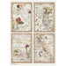 STAMPERIA A4 RICE PAPER PACKED FLOWERS AND POEMS 4 CARDS -DFSA41159(PRE ORDER NOW SHIPPING IN LATER OCTOBER 2026)