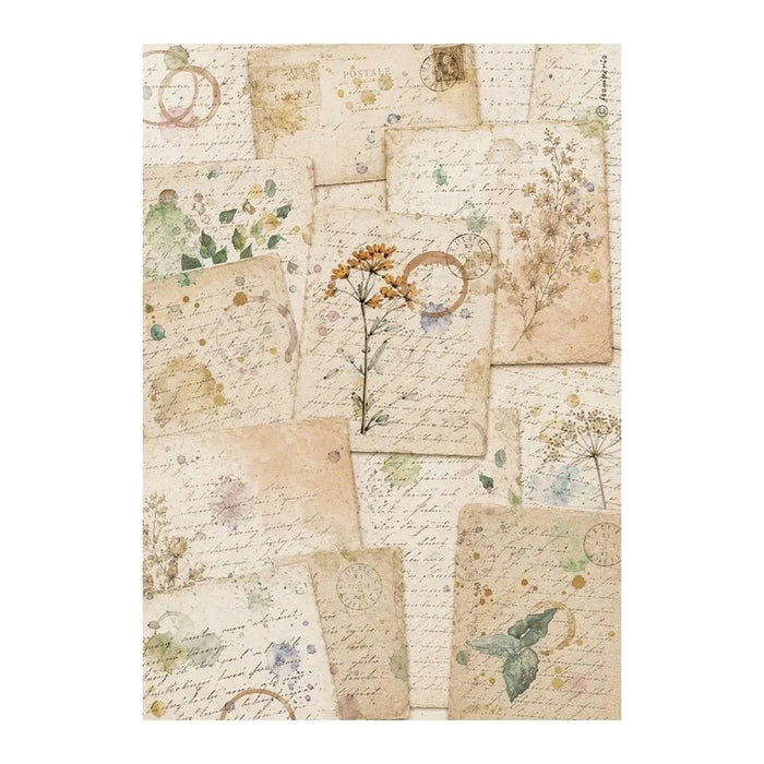 STAMPERIA A4 RICE PAPER PACKED FLOWERS AND POEMS BOTANIC SHEETS -DFSA41162(PRE ORDER NOW SHIPPING IN LATER OCTOBER 2026)