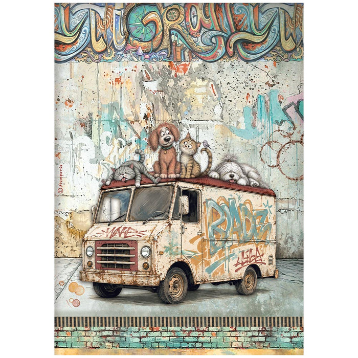 STAMPERIA A4 RICE PAPER PACKED FURRY FRIENDS 2 BEATER TRUCK - DFSA41173(PRE ORDER NOW SHIPPING IN LATER OCTOBER 2026)