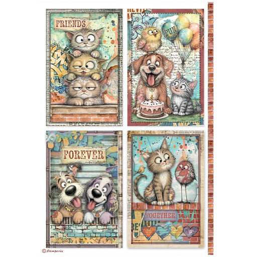 STAMPERIA A4 RICE PAPER PACKED FURRY FRIENDS 2 CARDS - DFSA41175(PRE ORDER NOW SHIPPING IN LATER OCTOBER 2026)