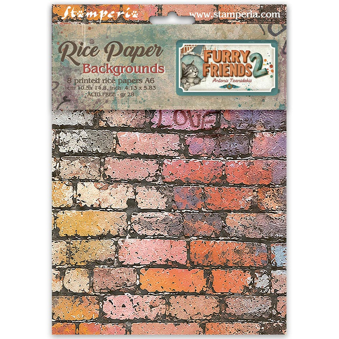 STAMPERIA RICE A6 8 SHEETS BACKGROUND FURRY FRIENDS 2 -DFSAK6064(PRE ORDER NOW SHIPPING IN LATER OCTOBER 2026)