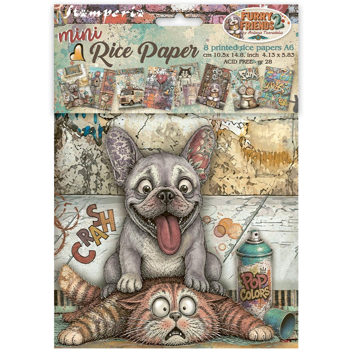 STAMPERIA RICE A6 8 SHEETS FURRY FRIENDS 2 - DFSA6X15(PRE ORDER NOW SHIPPING IN LATER OCTOBER 2026)